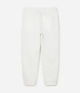 Pantalón jogger negro de algodón y poliéster, con cintura elástica y cordón ajustable. Presenta bolsillos laterales y puños ajustados en los tobillos.