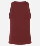 Musculosa basica de rib de algodon color bordo con cuello redondo y corte regular.