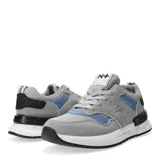 Championes acordonados N+ Ashland, color azul marino con detalles en beige, marrón y naranja.