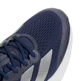 Championes de running Adidas Duramo Speed 2, color azul marino con detalles plateados y suela blanca.