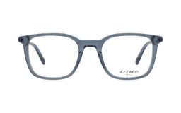 Armazón para lentes de acetato color celeste con forma rectangular redondeada.
