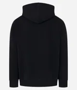 Saco negro con cierre de cremallera, capucha con cordón de ajuste, mangas largas y bolsillos. Estampa frontal con la frase "See you out there" en letras blancas.