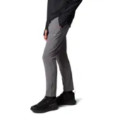 Pantalón técnico de senderismo color gris, con cintura elástica, rodillas articuladas, bolsillos funcionales y cremalleras en los tobillos para mayor comodidad.