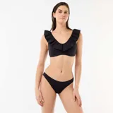 Braguita de bikini de microfibra suave, color negro, con diseño clásico y cobertura moderada.