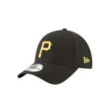Gorra New Era 9FORTY de los Pittsburgh Pirates, color negro con logo bordado en amarillo.
