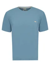 Remera RKF de algodón orgánico color celeste, de manga corta, cuello redondo y calce regular. Cuenta con un pequeño logo bordado de la marca en contraste sobre el pecho.