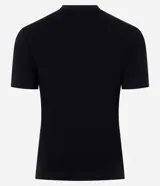 Remera de algodón con escote redondo y mangas cortas, de corte ajustado al cuerpo y color negro. Presenta un estampado frontal de estilo tattoo flash con un tigre, una calavera, panteras y rosas, acompañado de la inscripción "Liberty" y detalles de brillos termosellados.