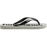 Ojotas Havaianas Top Logomania 2, color negro con logo en blanco y detalles en rojo.