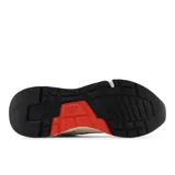 Championes New Balance 997 unisex color beige con detalles en rojo, azul y blanco.