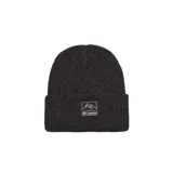 Gorro de lana negro con dobladillo enrollado y logo de Columbia en el frente.