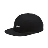 Gorra negra de algodón con visera curva y logo de Vans bordado en gris en el frente.