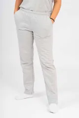 Pantalon de jogging recto color gris oscuro con felpa interior, cintura elastizada con cordón de ajuste y bolsillos laterales.