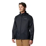 Campera impermeable Columbia modelo Glennaker Lake Jkt Omni-Shield, color negro, con capucha guardable en el cuello, cierre frontal y bolsillos laterales con cierre.