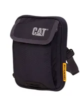 Bolso pequeño tipo bandolera o riñonera de poliéster ripstop hexagonal 300D color negro asfalto, con logo CAT reflectante en la solapa. Cuenta con correa ajustable y extraíble, compartimento principal con cierre y bolsillo delantero con solapa.