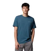 Remera Columbia North Cascades SS Tee de color azul, con manga corta y cuello redondo. Presenta el logo de la marca estampado en pequeño sobre el lado izquierdo del pecho.