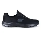 Championes Skechers Summits para hombre, color negro, con capellada de malla knit, cordones elásticos, plantilla Memory Foam y suela flexible.