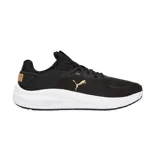 Championes Puma Skyrocket Lite 2 Alt, color negro con suela blanca y detalles en dorado.