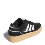 Championes urbanos Adidas modelo Break Start Bold, color negro con las icónicas tres tiras laterales en blanco y suela de plataforma color caramelo.
