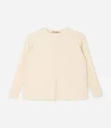 Blusa de manga larga confeccionada en tejido rib, con cuello redondo y diseño holgado.