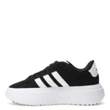 Championes Adidas Grand Court con plataforma, color negro con las tres tiras blancas características de la marca.