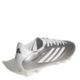 Championes de fútbol Adidas modelo Copa Pure IV Club, color plateado con detalles en blanco. Diseño con cordones, suela con tapones para terreno firme y artificial, y logo de la marca en la lengüeta.