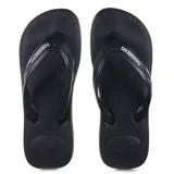 Ojotas Havaianas Top Max Comfort color negro con logo blanco en las tiras.