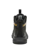 Bota de caña media Caterpillar modelo Colorado Sneaker WP, color negro con detalles en amarillo, combinando diseño de bota clásica y suela de zapatilla. Confeccionada en cuero tipo nubuck y gamuza, con cordones bicolor, ojales metálicos y logo de la marca en el lateral y lengüeta.