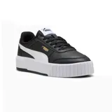 Championes Puma Carina Mía de mujer, color negro con detalles en blanco y dorado.