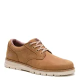 Zapatos Caterpillar modelo Estimate Lo para hombre, confeccionados en cuero color marrón, con cordones y suela track de goma en tono claro.