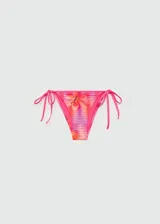 Braga de bikini estampada con rayas y flores, con forro interior y cierre de lazos laterales.