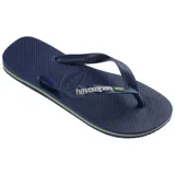 Ojotas Havaianas modelo Brasil Logo, color blanco, con tiras blancas y logo de la marca en relieve azul con la bandera de Brasil.