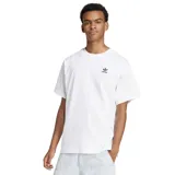 Remera blanca de corte holgado con logo Adidas bordado en negro en el pecho.