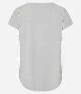 Remera deportiva de microfibra texturizada, color blanco, con cuello redondo, mangas cortas y recortes laterales.