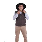 Chaleco negro de microfibra impermeable con interior de polar y cierre frontal.