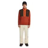 Buzo de polar O'Neill con cierre frontal parcial, cuello alto y diseño color block en tonos naranja y marrón. Cuenta con el logo de la marca bordado en el pecho y tecnología Polartec para mayor calidez.