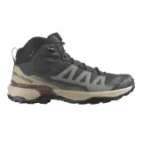Botas de trekking Salomon X Ultra 360 Mid Gore-Tex, de media caña, color negro, gris y tostado. Cuenta con tecnología impermeable Gore-Tex, chasis avanzado para mayor estabilidad, suela Contagrip con agarre todoterreno y cordones tradicionales.