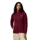 Campera de polar tipo jersey con cierre frontal completo, cuello alto, bolsillos laterales con cierre y logo de la marca bordado en el pecho.