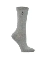 Medias de caña media color gris melange con puño suave y bordado del logo de la marca Hush Puppies en la parte superior.