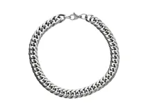 Pulsera de eslabones tipo grumet fabricada en acero inoxidable, con cierre de mosquetón.