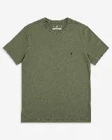 Remera Brooksfield de algodón pima color verde militar, de manga corta y cuello redondo, con pequeño logo bordado en el pecho.