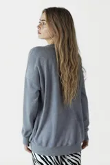 Buzo gris con cuello redondo y mangas largas. Estampado frontal con la palabra "Arizona" y un diseño del desierto con cactus, señal de la Ruta 66 y un correcaminos.