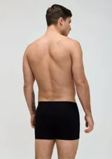 Pack de dos calzoncillos bóxer largos, uno negro y otro azul marino, confeccionados en algodón y elastano, con elástico personalizado en la cintura.