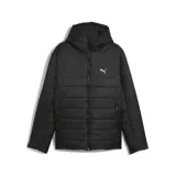 Campera acolchada Puma con capucha, color negro, con cierre frontal y logo de la marca estampado en el pecho.