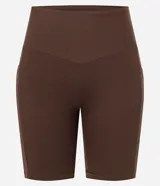 Bermuda deportiva Get Over de poliamida color marrón, con cintura ancha y diseño de tiro alto.