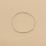 Pulsera de plata 925 con eslabones tipo cordón soga y cierre de mosquetón.