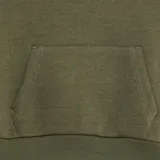 Buzo de corte holgado en color verde, confeccionado en tejido de algodón, con capucha integrada y bolsillo frontal tipo canguro. Presenta puños y ruedo acanalados.