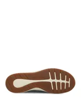 Championes Hush Puppies modelo Spinal Mesh de color azul, confeccionados en cuero y tejido de malla, con suela de EVA en tono beige y cordones claros.