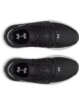 Championes Under Armour Phantom X de color negro con suela blanca, capellada de tejido transpirable, estructura de TPU en el mediopié y amortiguación de espuma.