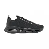 Championes urbanos EA7 Emporio Armani modelo Infinity Neo, color negro con diseño de líneas curvas y logo estampado en el tejido. Presentan una suela técnica con aberturas laterales que proporcionan amortiguación y un estilo moderno.