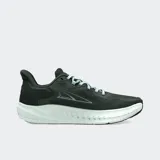 Championes de running Altra Torin 7, color gris con entresuela blanca y cordones celestes, con capellada de malla técnica y diseño ergonómico.